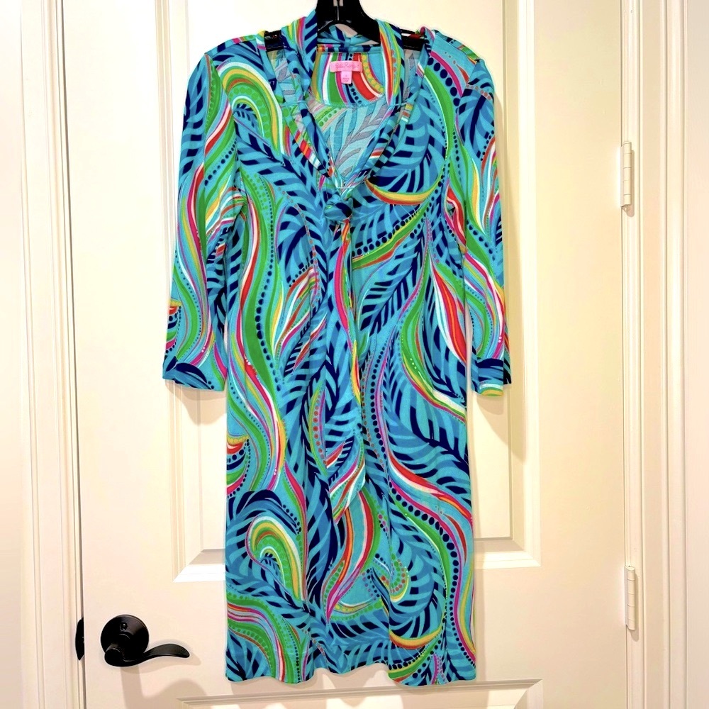 Lilly Pulitzer Connie Silk Jersey Dress Multi Sea Me Size Small